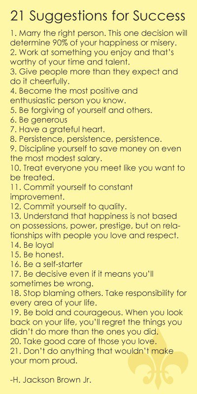 21 suggestions to success